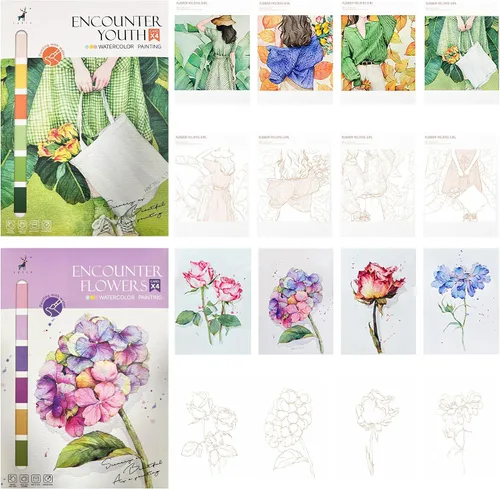 Miniatura 13 de Juego de papel para colorear de acuarela, todo en un bolsillo, libro de pintura de acuarela, artes y manualidades creativas para adultos Serie Animal