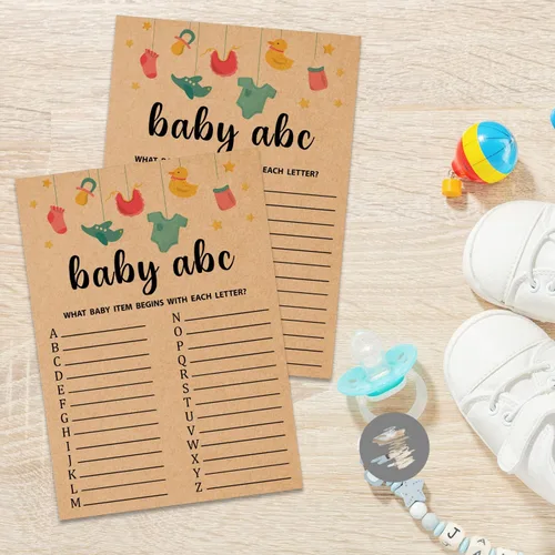 Miniatura 3 de Baby ABC Juego de Baby Shower, 30 unidades, kraft, juego de mesa, todas las edades, inglés, cartulina, manual, unisex, baby shower y alfabeto