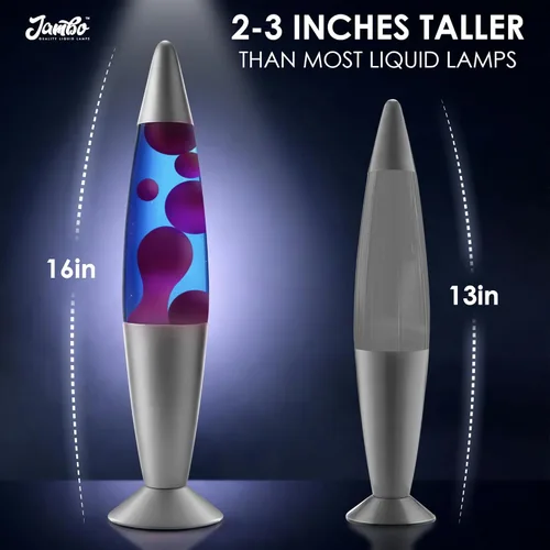 Miniatura 5 de Jambo - Preciosa lámpara de movimiento líquido de 16 pulgadas - Entretenimiento para niños y adultos - Azul con cera fucsia/morada, 16 pulgadas