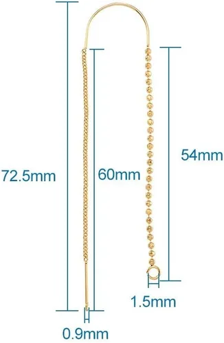 Miniatura 4 de Craftdady 10 hilos de cadena larga de oro de 18 quilates de 2.85 pulgadas de bola/cruz de eslabones colgantes con puente, anillo de salto