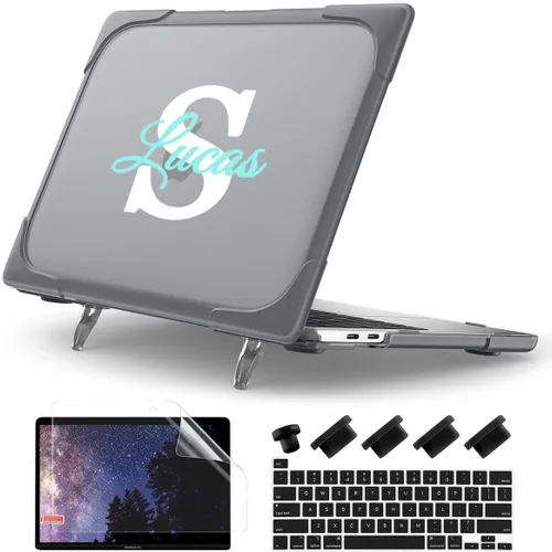 Batianda Funda resistente para MacBook Pro de 13 pulgadas 2022 2020 modelo A2338 M2 A2251 A2289 – Nombre personalizado ergonómico plegable Kickstand