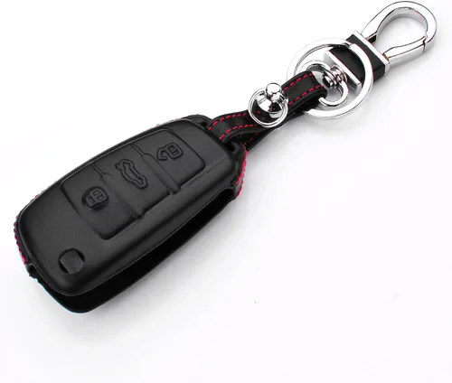 Miniatura 4 de Para Hombre Mujer Genuino Cubierta de Llavero de Cuero para Audi A1 A3 A4 A6 A8 Quattro Q2 Q3 Q7 R8 RS3 RS6 S3 S6 TT TTS, Funda de Llavero de Coche