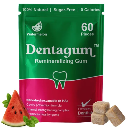 Miniatura 8 de Dentagum Goma de mascar remineralizante con nano-hidroxiapatita y xilitol - Goma de mascar de bayas sin azúcar para reparación de esmalte