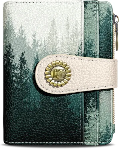 Miniatura 47 de Kelvoris Cartera pequeña Rfid para mujer, plegable, con cremallera, bolsillo para monedas, piel sintética, compacto, para tarjetas de crédito