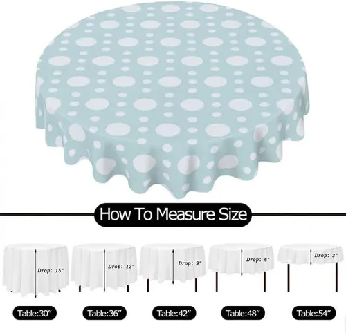 Miniatura 6 de Minimalist Green Round Tablecloth White Dots Table Cloth Decor Washable Table Cover with Wrinkle Resistant for Home Kitchen Dining Room Picnic