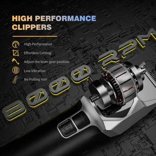 Miniatura 2 de ANGFAN Cortapelos Profesionales Inalámbricos para Hombres - Motor de 5 Velocidades 8000RPM con Cuchillas de Óxido Negro 440C, Kit de Cortapelos