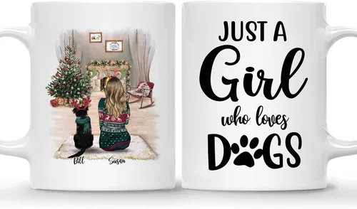 Miniatura 14 de Gossby Taza de café de Navidad personalizada con diseño de perro y mamá, regalo de Navidad personalizado para mujeres con nombre, taza de cerámica