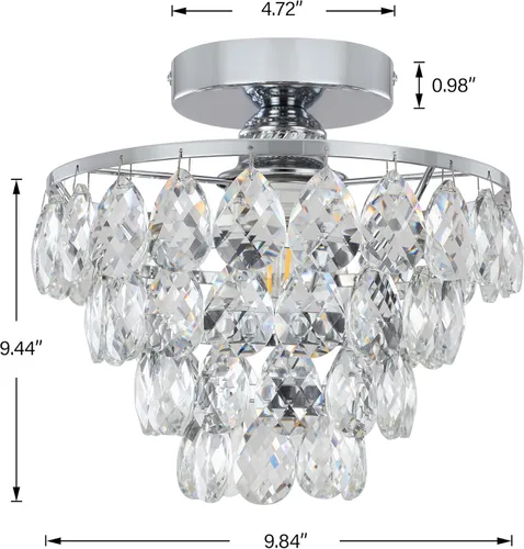 Miniatura 6 de Luupyia Mini lámpara de techo de cristal pequeña, moderna lámpara de techo de cristal para accesorios de pasillo, lámpara de araña plateada
