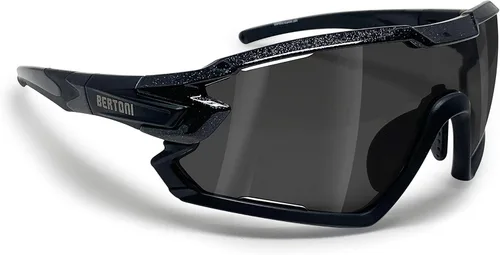 Miniatura 8 de Bertoni Gafas de sol deportivas polarizadas fotocromáticas ciclismo MTB con prescripción portador QUASAR Negro-Aguamarina/Espejo Azul
