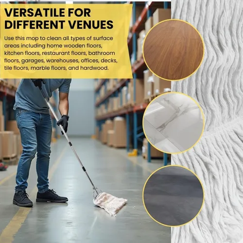 Miniatura 2 de Trapeador industrial comercial resistente, mopas de algodón húmedo de 59 pulgadas para limpieza de suelos, adecuadas para limpieza del hogar, taller
