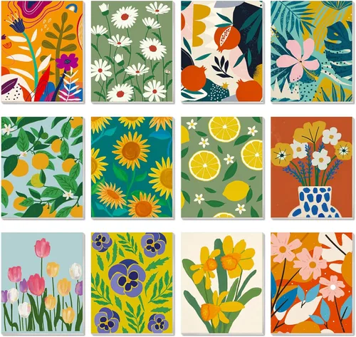 Miniatura 7 de Engrowtic 12 lienzos predibujados de flores de girasol de 8 x 10 pulgadas para pintar, lienzos preimpresos, para mujeres, pintura, arte, fiesta