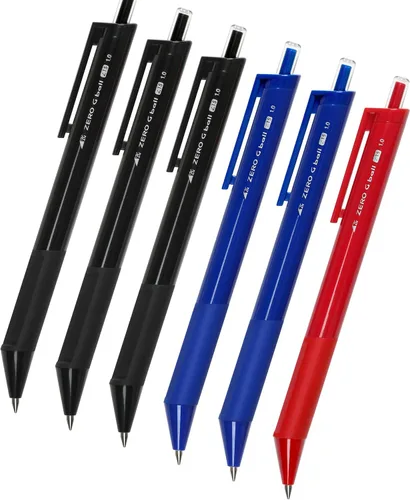 Miniatura 8 de Bolígrafo estándar, 0.020 in, tinta de 3 colores (negro, azul, rojo), cuerpo blanco, 6 bolígrafos por paquete