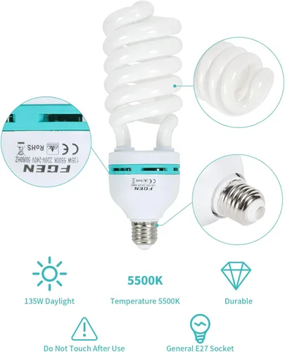 Miniatura 4 de Skytex 2 unids 135 W bombilla 5500 K CFL luz diurna espiral softbox kit de iluminación bombilla en zócalo E27 para fotografía foto