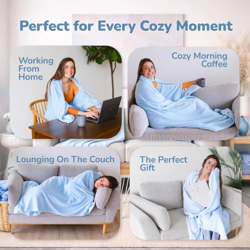 Miniatura 3 de Super Blanky Wearable Blankets for Women and Men, Graduation Day Gift for Her, Fathers Day Gift, Wife Birthday Gifts Ideas Azul (Breezy Blue)