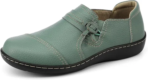 Miniatura 2 de LAZYPOP Mocasines de cuero clásicos y cómodos para mujer, bonitos zapatos de vestir informales, ligeros, para caminar, zapatos planos