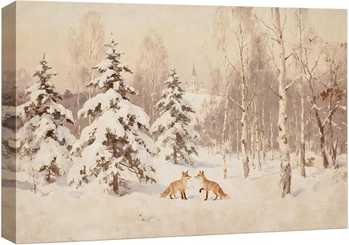 Miniatura 45 de wall26 Lienzo Impreso Arte de Pared Papá Noel Árbol de Navidad Chimenea Celebraciones y Fiestas Ilustración Decorativa Arte Moderno Escénico