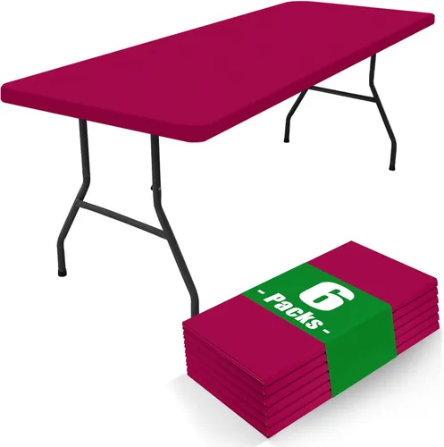 Miniatura 17 de Moosfor Paquete de 6 manteles cuadrados de elastano, manteles elásticos ajustables para pícnic, cubierta de mesa de patio elástica lavable para Negro