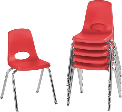 Miniatura 49 de FDP 16" Silla apilable escolar, silla de estudiante apilable con patas de acero cromado y ruedas; para aprendizaje en casa o en el aula - Gris claro