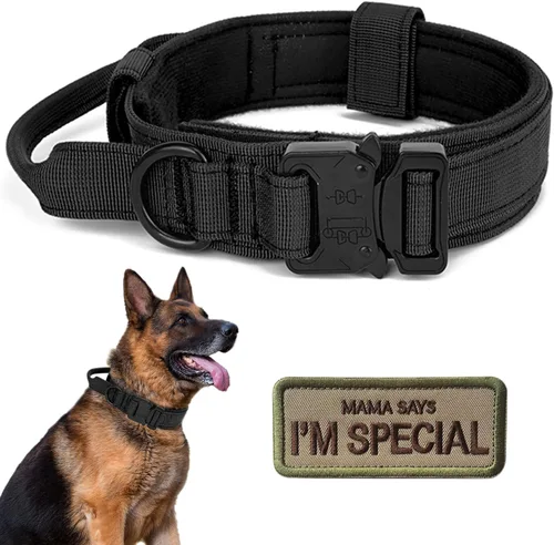 Collar táctico para perros con asa - Collar militar ajustable de nailon suave y hebilla de metal resistente para entrenamiento de perros medianos y