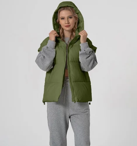 Miniatura 2 de Chaleco acolchado para mujer, cuello alto, sin mangas, con cremallera, acolchado con bolsillos