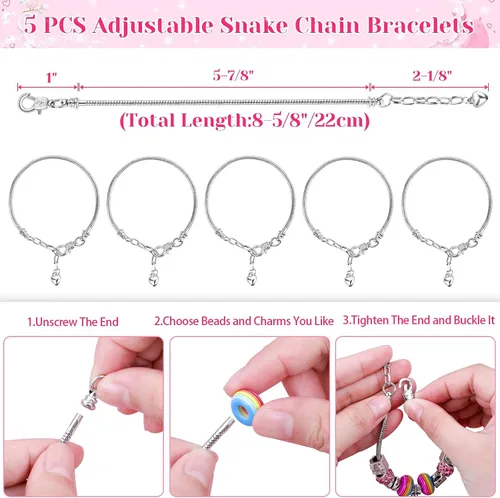 Miniatura 4 de Acejoz Kit de 85 pulseras con dijes, cuentas para adultos y principiantes