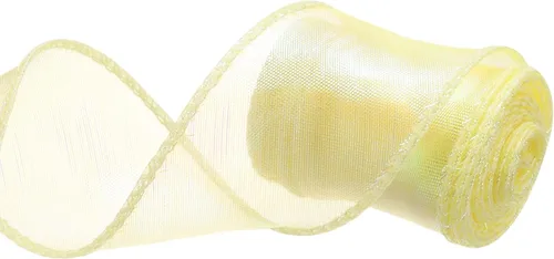 Miniatura 15 de MECCANIXITY - Cinta de organza con cable de 1 1/2" de ancho, brillante, transparente, con brillo irisado en tonos pastel, cinta de gasa para Beige