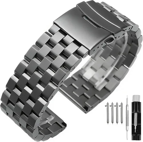 Miniatura 9 de Correas de reloj de metal cepillado para hombres y mujeres, correa de reloj de acero inoxidable sólido 18/20/22/24/26mm, correa de reloj de pulsera