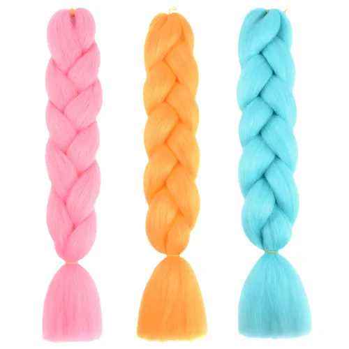 Miniatura 35 de Xiaofeng Extensiones de cabello trenzado para mujer, 3 paquetes de 100g/paquete, 24 pulgadas, alta temperatura, degradado, pelo sintético jumbo