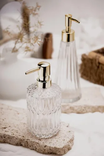 Miniatura 7 de EMPO Dispensador de jabón de vidrio transparente con bomba de plástico ABS, dispensadores de loción de cristal para fregadero de cocina, baño