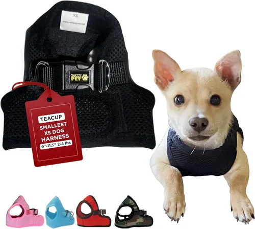 Miniatura 20 de Arnés para perros de malla suave, cómodo para razas pequeñas, cachorros, juguetes, de 2 a 16 lb, en color rosa bebé, azul, negro, rojo, camuflado