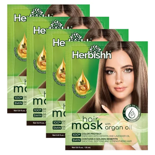 Herbishh Mascarilla capilar de argán, acondicionador e hidratación profundos para un cabello de aspecto más saludable, 0.8 fl oz para cabello muy