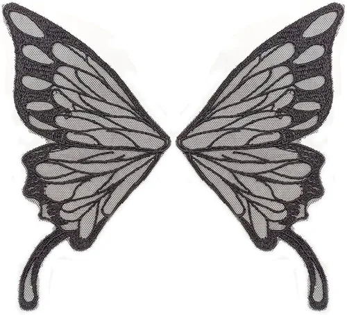 Miniatura 20 de 5 pares de alas de hada coser en parches de encaje de mariposa apliques de tul organza tela alas bordado cuello escote adornos bricolaje ropa Blanco