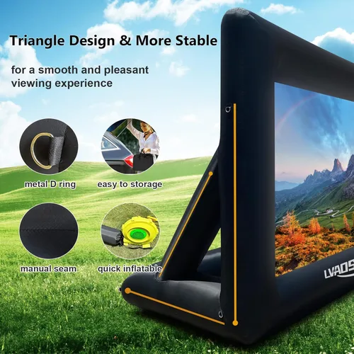 Miniatura 5 de Pantalla de Proyector Inflable, Pantalla de Película Inflable de 24 Pies para Proyector Exterior, Diseño de Una Pieza de Fácil Instalación
