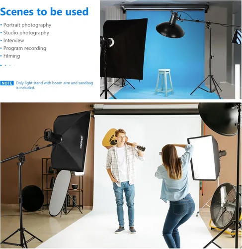 Miniatura 8 de Neewer Soporte de Luz de Fotografía 2 en 1, Aleación de Aluminio de 9.7 pies Trípode Resistente Heavy Duty con Brazo Boom de 3.8 pies y Bolsa