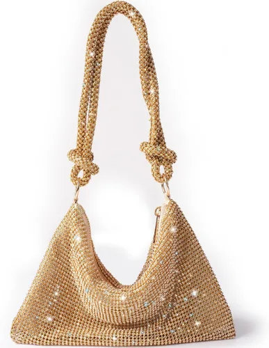 RichCoco Monederos de noche con diamantes de imitación para mujer, bolsos hobo elegantes y brillantes de cristal brillante para fiesta club