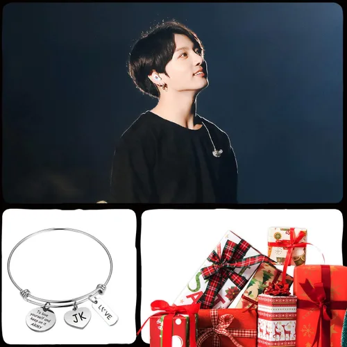 Miniatura 5 de LACAKU - Pulsera para niño Kpop BTS Bangtan dijes con textos en inglés amarte a ti mismo ARMY regalo de joyería para niños acero inoxidable JK BR