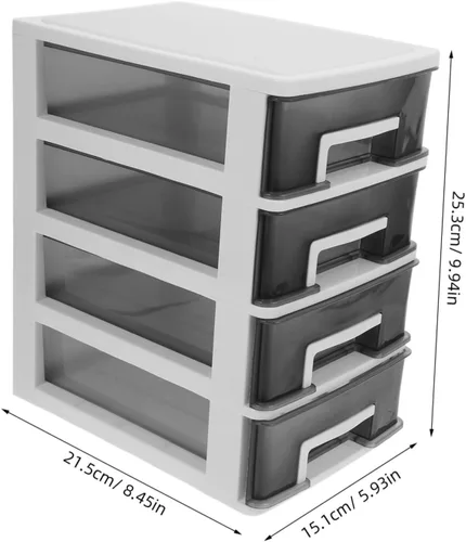 Miniatura 3 de DECHOUS Cajón de almacenamiento de plástico, cajón de plástico Gabinete de almacenamiento de cuatro capas Cajón de plástico, Estante