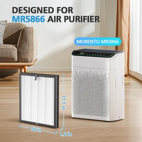 Miniatura 9 de Filtro de Reemplazo MR5866 Compatible con Purificador de Aire MORENTO & FLANUR MR5866, Filtro HEPA Perfecto para Habitación Grande en el Hogar