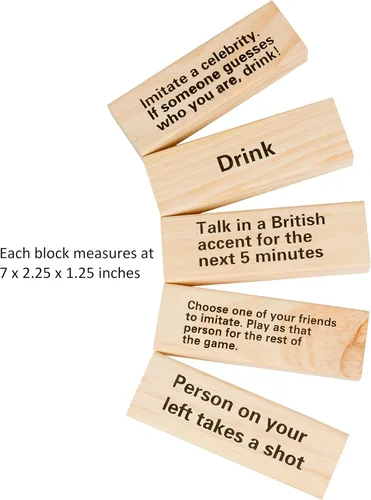 Miniatura 2 de Juego de tragos torre apilable gigante (Se apila hasta 4 pies) - 60 bloques de madera con instrucciones de bebida (¡solo para mayores de 21 años!)