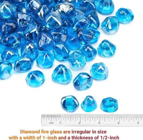 Miniatura 2 de Skyflame Diamantes de vidrio de fuego de 10 libras para paisajismo de chimeneas de hoguera, diamantes de fuego de vidrio reflectante de 1/2 pulgada