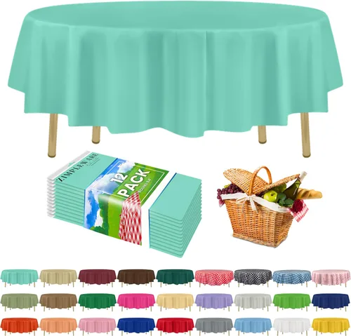Miniatura 85 de Zimpleware - Mantel redondo de plástico para fiestas de 213 cm (84 pulgadas) de diámetro (paquete de 1, 6 y 12 unidades)