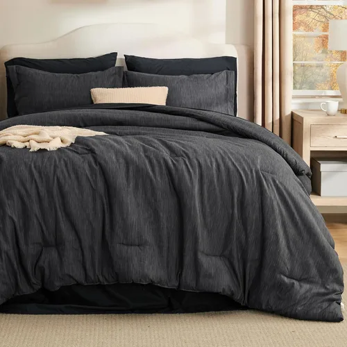 Miniatura 30 de Bedsure - Juego de edredón queen - Juego de ropa de cama refrescante y cálida, ropa de cama reversible gris claro para todas las estaciones, 3 03