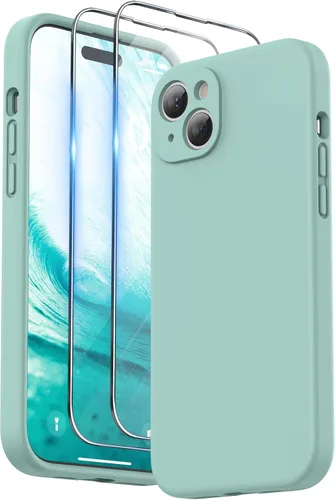 Miniatura 16 de SURPHY Funda diseñada para iPhone 15 Plus con protector de pantalla y cordón, correa de teléfono y funda de silicona líquida para teléfono