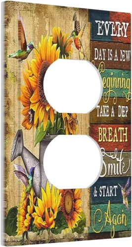 Miniatura 33 de Cubiertas Decorativas para Placas de Interruptor Diente de León Azul Rústico Citas Inspiradoras Casa de Campo Tablón de Madera Gris 1 Gang Cubierta