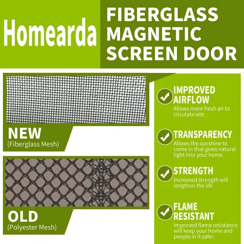 Miniatura 5 de Mosquitero magnético de fibra de vidrio para puerta, nueva versión con mejores imanes, parte superior reforzada que no se rasga y duradero lienzo