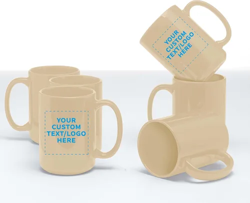 Miniatura 6 de DISCOUNT PROMOS Tazas de café de cerámica grandes personalizadas de 15 onzas, juego de 10/50/100, paquete personalizado a granel, perfecto