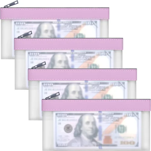 Miniatura 19 de Sobres transparentes para dinero en efectivo de 7.6 x 3.7 pulgadas Money Bags With Zipper Cash Bag Money Pouch Bank Deposit Bags for Coin Invoice
