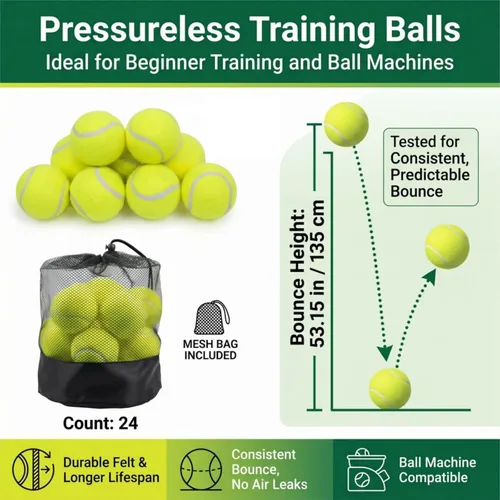 Miniatura 3 de Tebery Paquete de 20 pelotas de tenis de entrenamiento avanzado, pelota de práctica para principiantes, pelotas de juego para perros y mascotas