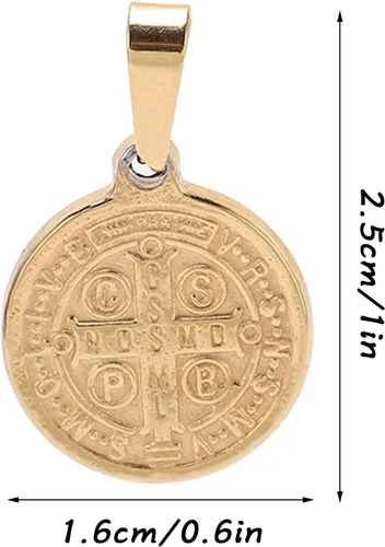 Miniatura 7 de Saint Benedict Pendant, Pendant Elegant Stainless Steel Double Sided Relief Pend Saint Benedict Medal and Information Card Craftsmanship