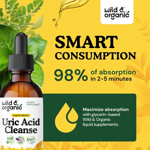 Miniatura 4 de Wild & Organic Gotas de limpieza de ácido úrico, cereza ácida, cúrcuma, complejo rompedor de piedra Chanca para limpieza renal, suplemento de apoyo